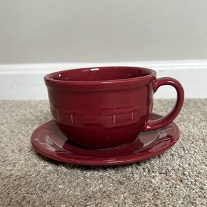 Set of 2 Longaberger Woven Traditions Cappuccino Cup with Saucer in Paprika